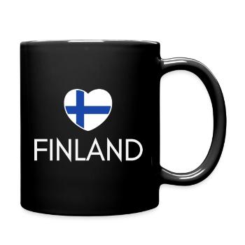 Heart with Finland flag, I love Finland - Full Colour Mug - black - Right
