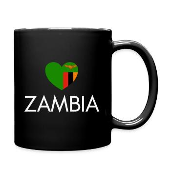 Herz mit sambischer Flagge, ich liebe Sambia - Tasse einfarbig - Schwarz - Rechts