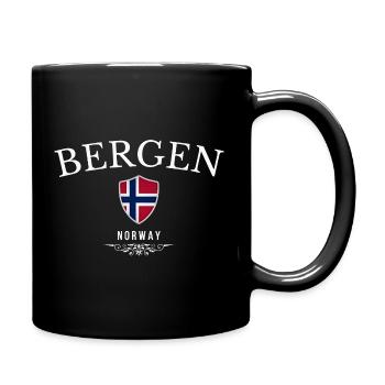 Bergen, Norwegen, Bergen-Souvenir - Tasse einfarbig - Schwarz - Rechts