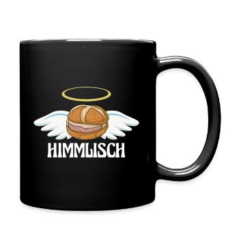 Himmlisch bayrische Leberkassemmel mit Flügeln  - Tasse einfarbig - Schwarz - Rechts