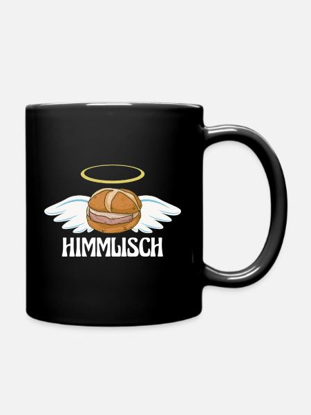 Heavenly Bavarian Leberkassemmel with wings - Full Colour Mug - black