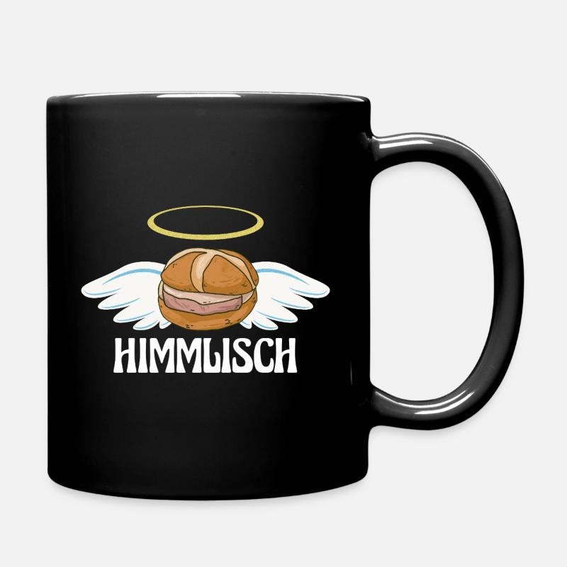 Heavenly Bavarian Leberkassemmel with wings - Full Colour Mug - black