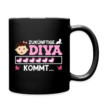 Bald Mama ZUKÜNFTIGE DIVA KOMMT Lustiges - Tasse einfarbig - Schwarz - Rechts