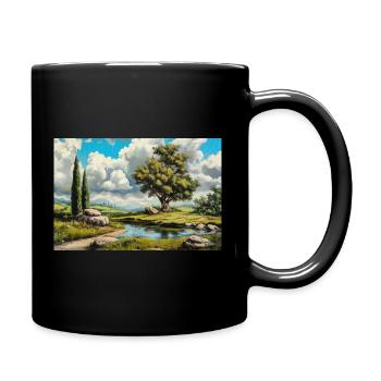 Illustration of a natural landscape - Full Colour Mug - black - Right