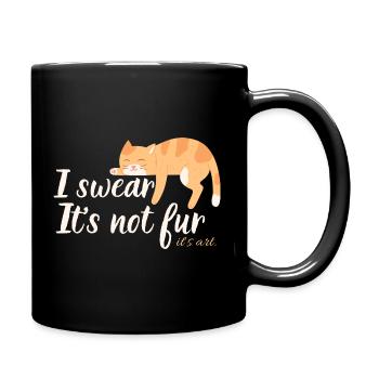 Es ist kein Pelz, es ist Kunst – eine lustige rote Katze - Tasse einfarbig - Schwarz - Rechts