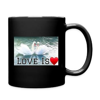 Liebe ist Schwanenherz - Tasse einfarbig - Schwarz - Rechts