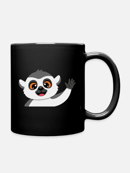 Winkender Lemur Freund - Tasse einfarbig - Schwarz