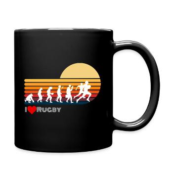 Rugby Retro Evolution Sonnenuntergang - Tasse einfarbig - Schwarz - Rechts
