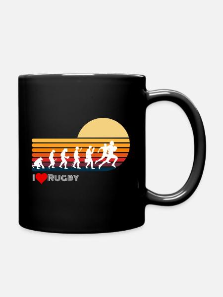 Rugby Retro Evolution Sonnenuntergang - Tasse einfarbig - Schwarz