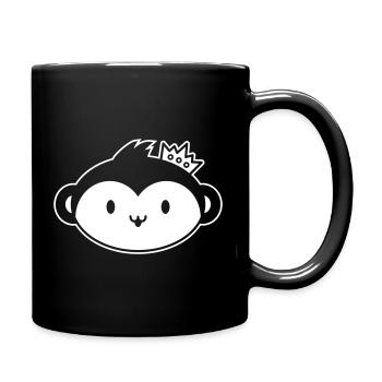 Monkey Crown – Cute Monkey Head with Crown - Full Colour Mug - black - Right