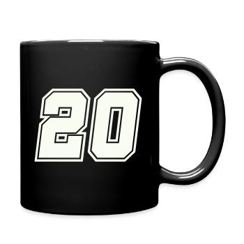 20 Zahl - Tasse einfarbig - Schwarz - Rechts
