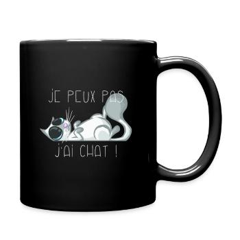 Je peux pas j'ai chat gris - Mug uni - noir - Droite