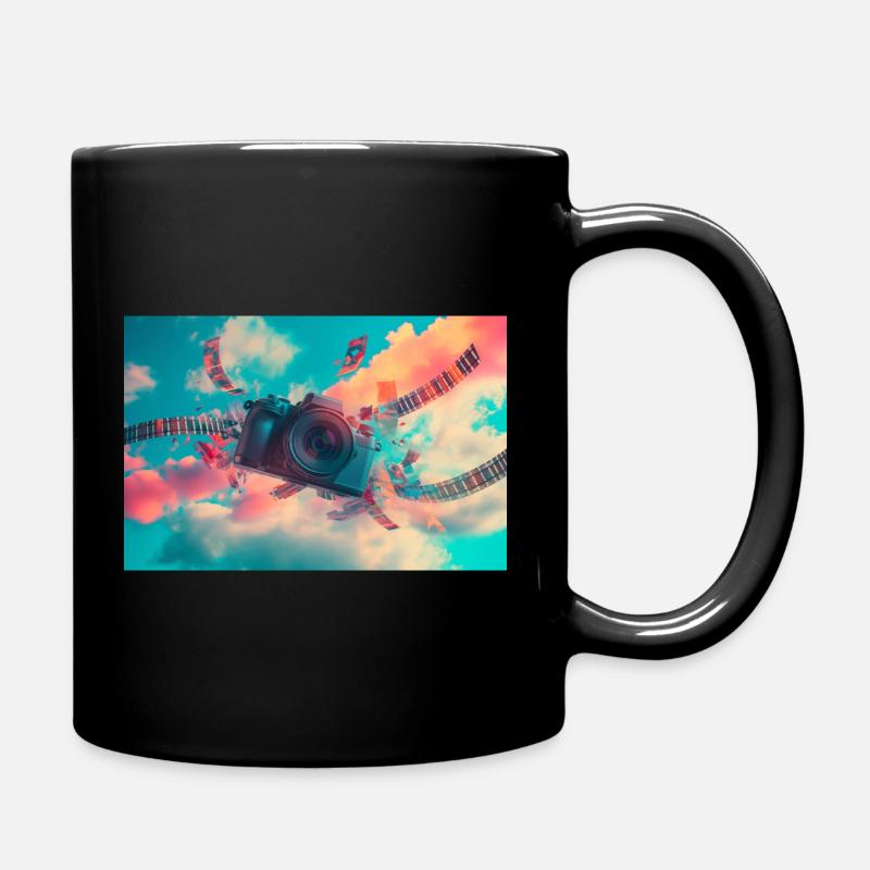 Caméra en vol avec bande de film - Mug uni - noir