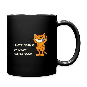 Juste sourire – chat souriant espiègle qui dit - Mug uni - noir - Droite