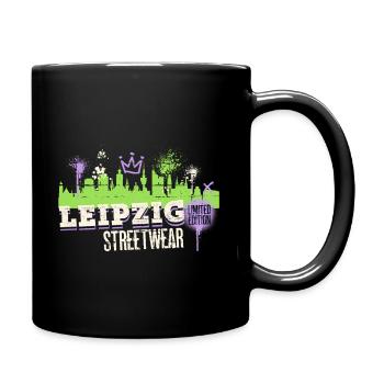 Leipzig Skyline Stadt Deutschland Graffiti Kunst - Tasse einfarbig - Schwarz - Rechts