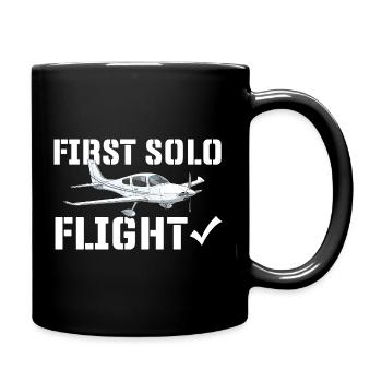 Erster Solo-Flug Humor-Pilotenstudent - Tasse einfarbig - Schwarz - Rechts