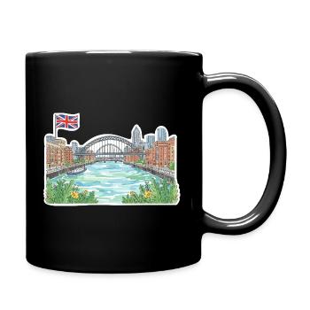 Newcastle Skyline Tyne Bridge Sage Gateshead Art - Full Colour Mug - black - Right