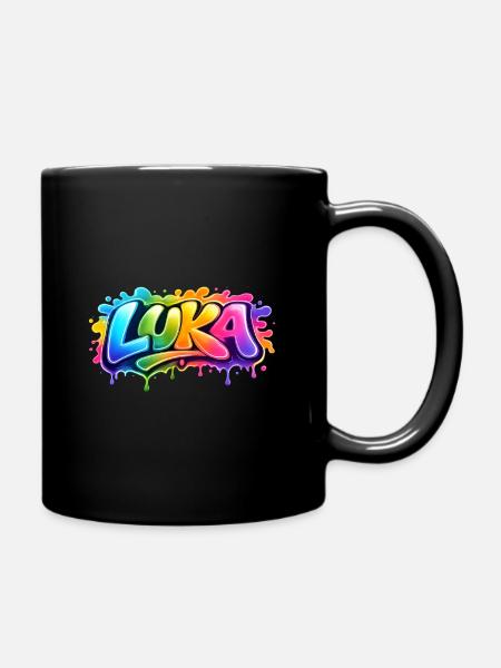 Graffiti LUKA Name Gift Ideal Printable - Full Colour Mug - black