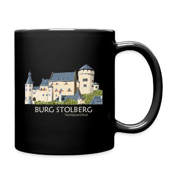 Burg Stolberg Illustration Handzeichnung - Tasse einfarbig - Schwarz - Rechts