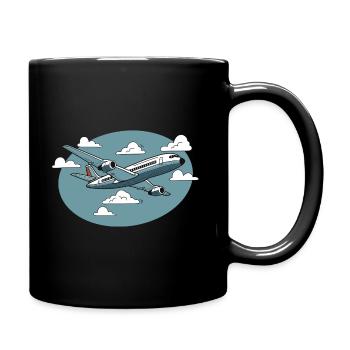 Luftfahrt-Cartoon im blauen Himmel - Tasse einfarbig - Schwarz - Rechts