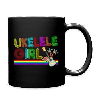 Hawaiian Ukulele Uke Retro 70s - Full Colour Mug - black - Right