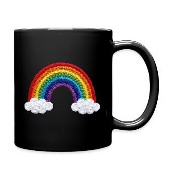 Rainbow in embroidered look (printed) - Full Colour Mug - black - Right