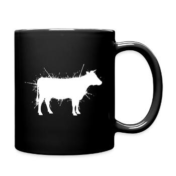 Cow Silhouette Grunge Splash Vector - Full Colour Mug - black - Right