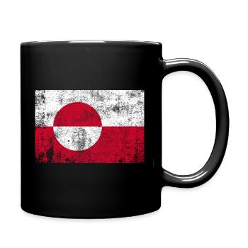 Greenland / Greenland Flag Grunge Retro Vintage - Full Colour Mug - black - Right