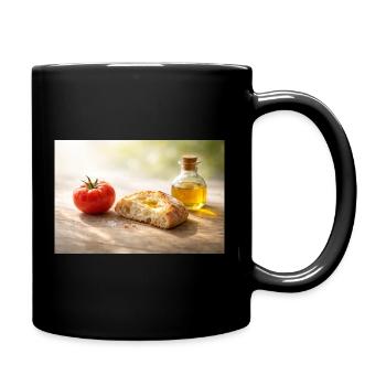 Tomate. Brot. Öl. - Tasse einfarbig - Schwarz - Rechts