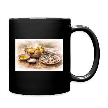 Jacket potatoes with herring Ukrainian - Full Colour Mug - black - Right