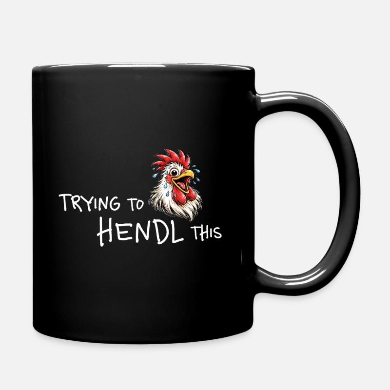 Hendl This: Hähnchen Humor - Tasse einfarbig - Schwarz