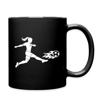 Fussball Frauenfussball Silhouette - Tasse einfarbig - Schwarz - Rechts