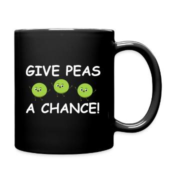 Gib Erbsen Eine Chance – Fröhliche Erbsen - Tasse einfarbig - Schwarz - Rechts