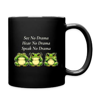 See Hear Speak No Drama Frogs Saying - Full Colour Mug - black - Right