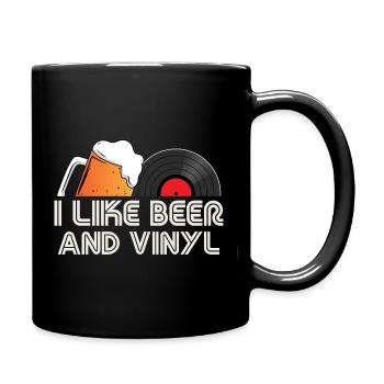 I Like Beer and Vinyl Retro Quote Design - Tasse einfarbig - Schwarz - Rechts