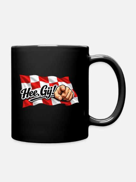 Salut Toi, drapeau du Brabant avec texte et main - Mug uni - noir