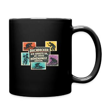 Dachdecker Spruch Retro Collage - Tasse einfarbig - Schwarz - Rechts
