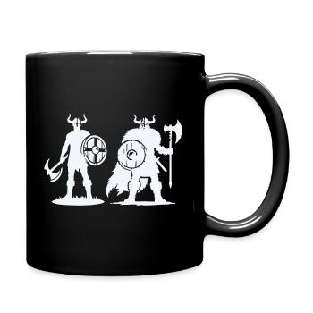 Duo viking : Bouclier et Hachette dans l’ombre - Mug uni - noir - Droite