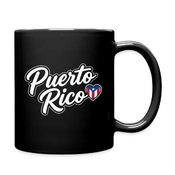 Puerto Rico Script with Flag Heart Patriotic - Full Colour Mug - black - Right