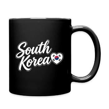 South Korea Script with Flag Heart Love - Full Colour Mug - black - Right