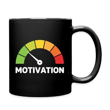 Motivation Anzeige Lustig Akku - Tasse einfarbig - Schwarz - Rechts