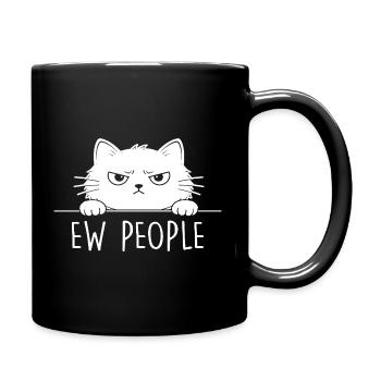 Beurk, les gens, amoureux des chats, humour félin, antisocial. - Mug uni - noir - Droite