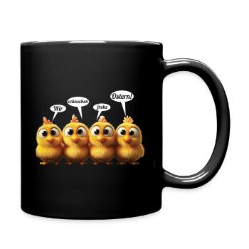 Kuschelige Oster Küken Quartett - Tasse einfarbig - Schwarz - Rechts