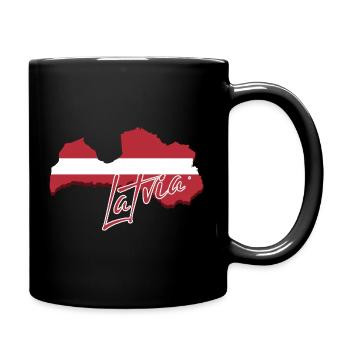 Carte avec le drapeau de la Lettonie, j’adore la Lettonie - Mug uni - noir - Droite