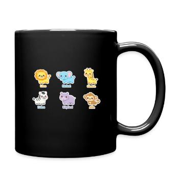 Kuschelige Tierfreunde Sticker - Tasse einfarbig - Schwarz - Rechts