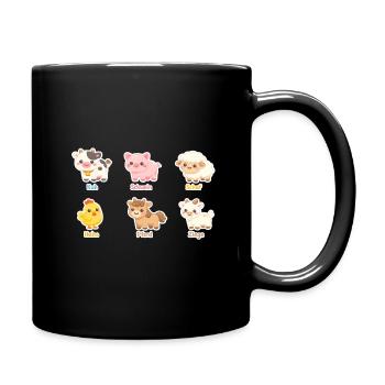 Kuschelige Tierfreunde Stickerset - Tasse einfarbig - Schwarz - Rechts