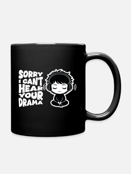 No Drama Relatable Manga Headphones - Full Colour Mug - black