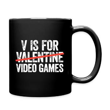 Valentine Gaming Typography - Full Colour Mug - black - Right
