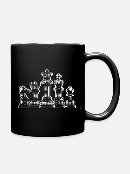 Figuras pixeladas de ajedrez para hombres regalo retro - Taza monocolor - negro