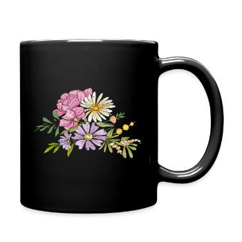 Bouquet de fleurs - Mug uni - noir - Droite